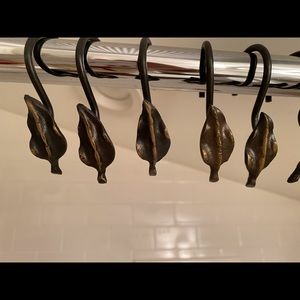 Set of 12 bronze shower curtain hooks